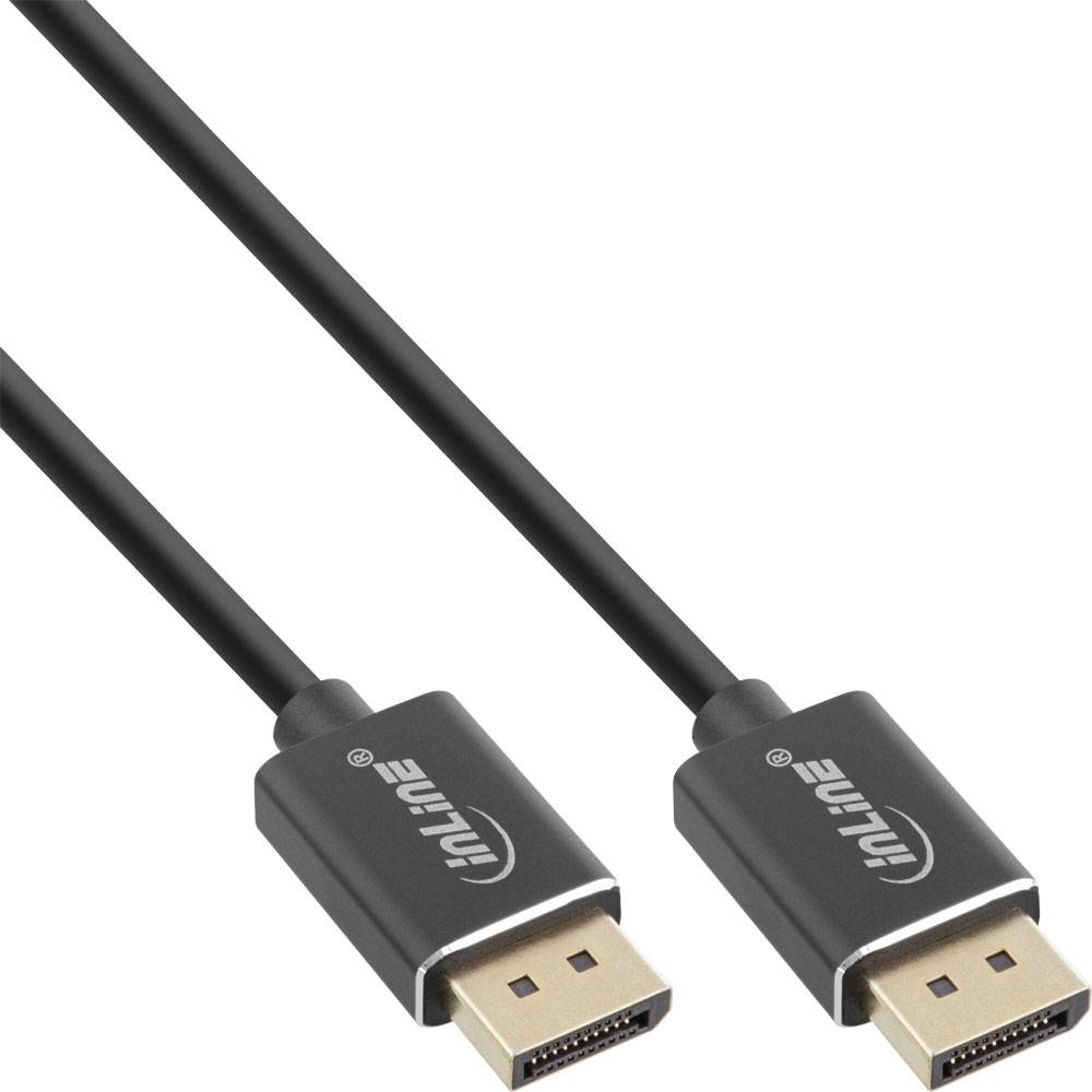 INLINE - DisplayPort 1.4 Kabel Slim - 8K4K - schwarz - vergoldete Kontakte - 0,5m