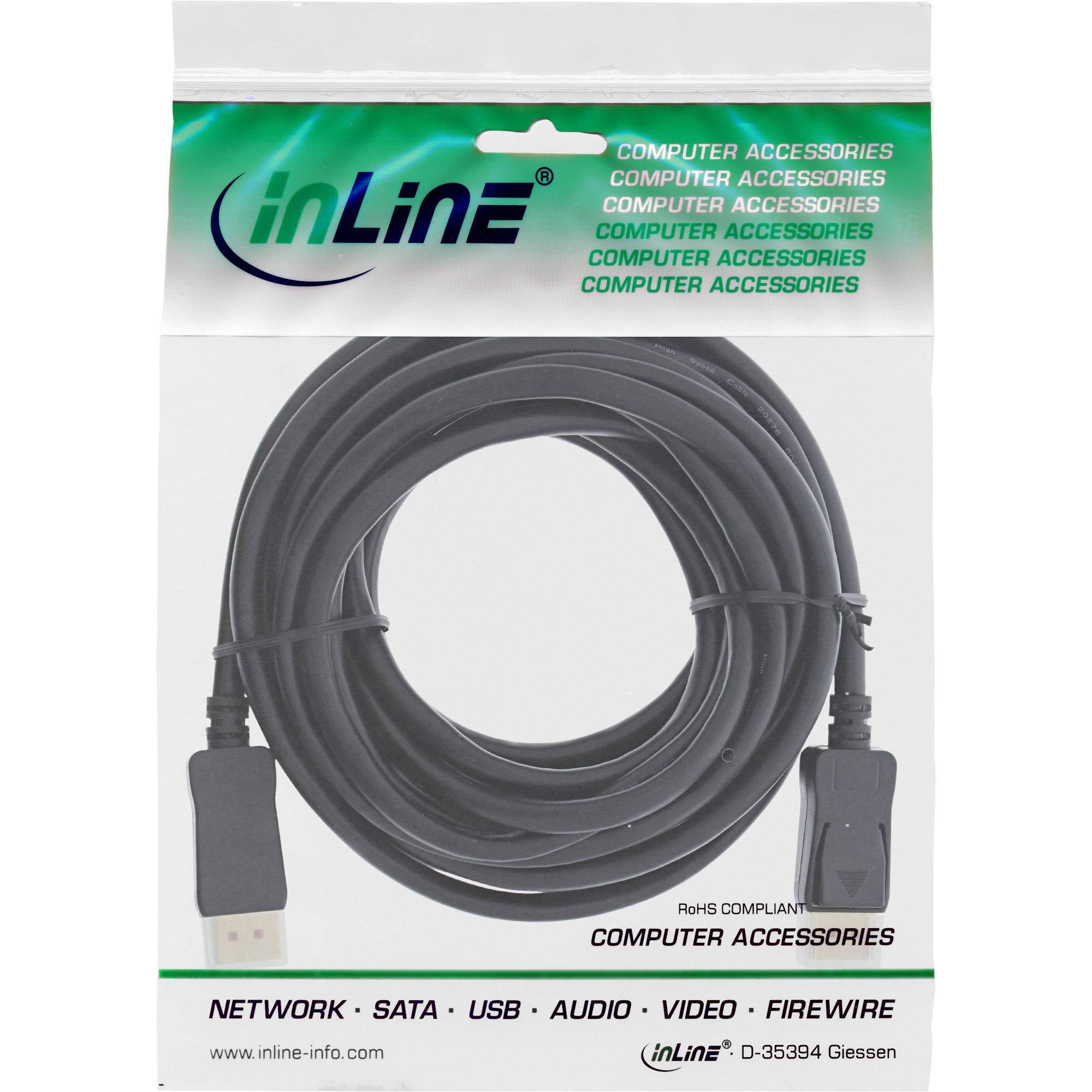 INLINE - DisplayPort 1.4 Kabel aktiv - 8K4K - schwarz - vergoldete Kontakte - 7,5m