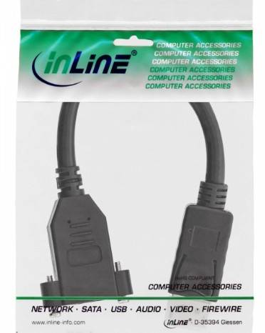 INLINE - DisplayPort Adapterkabel - DisplayPort Stecker auf Einbaubuchse - 0,2m