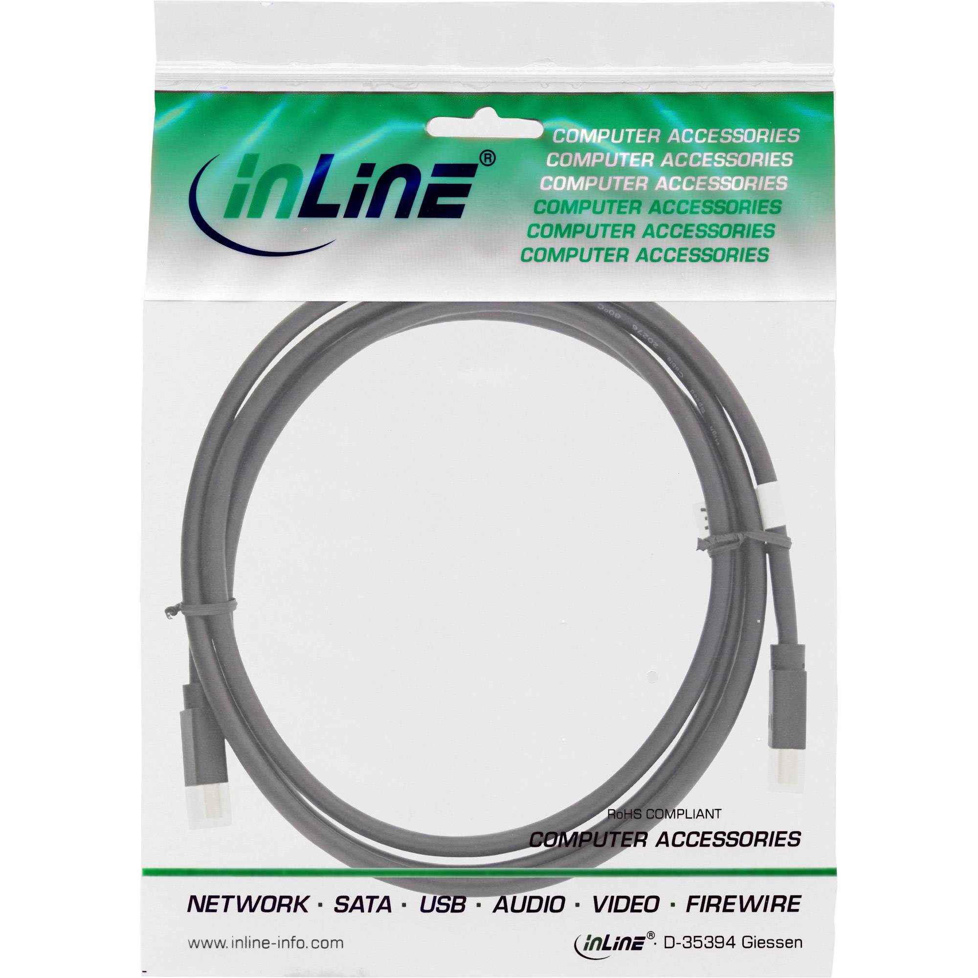INLINE - Mini DisplayPort 1.4 Kabel - Stecker / Stecker schwarz/gold - 2m