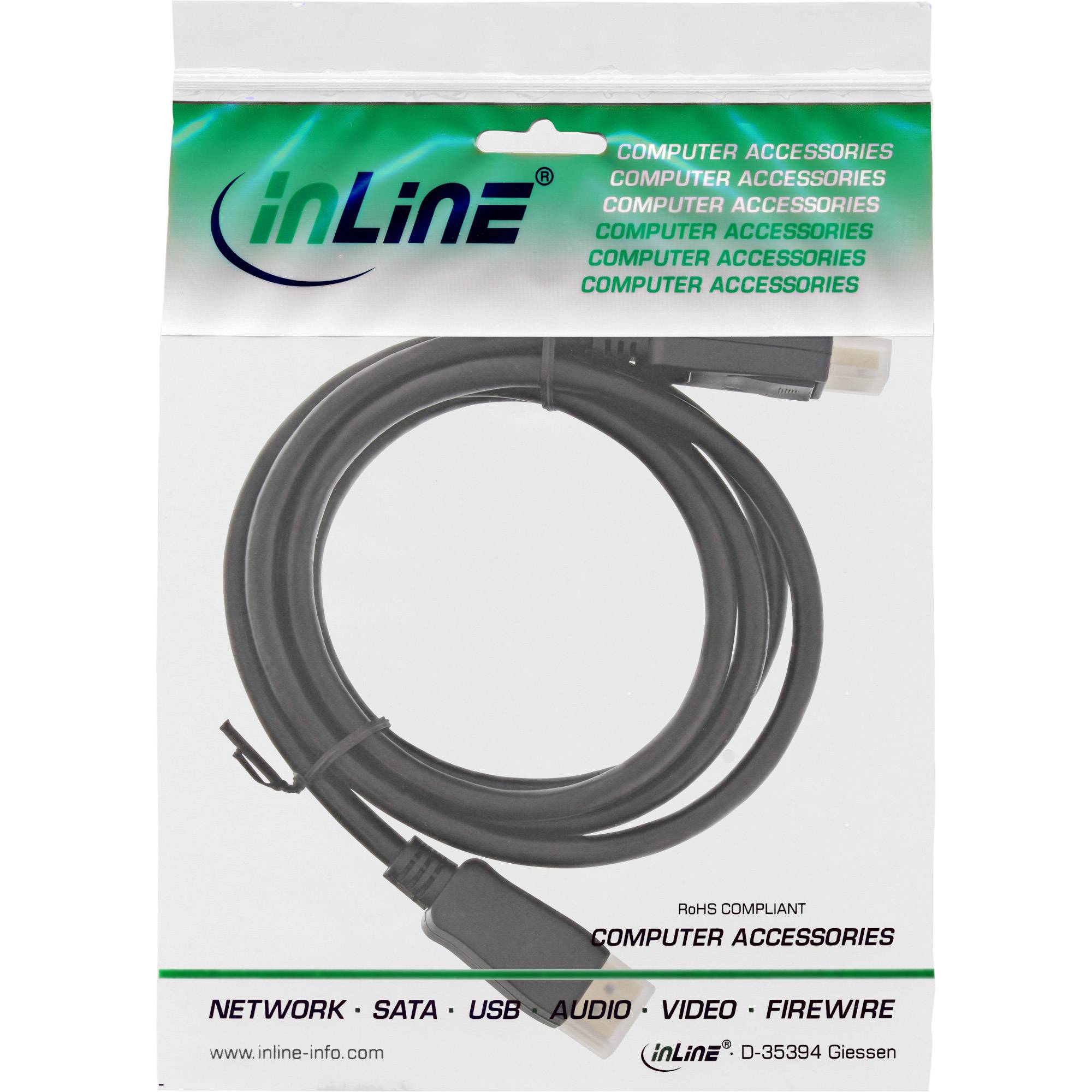 INLINE - DisplayPort Kabel - schwarz - vergoldete Kontakte - 1,5m