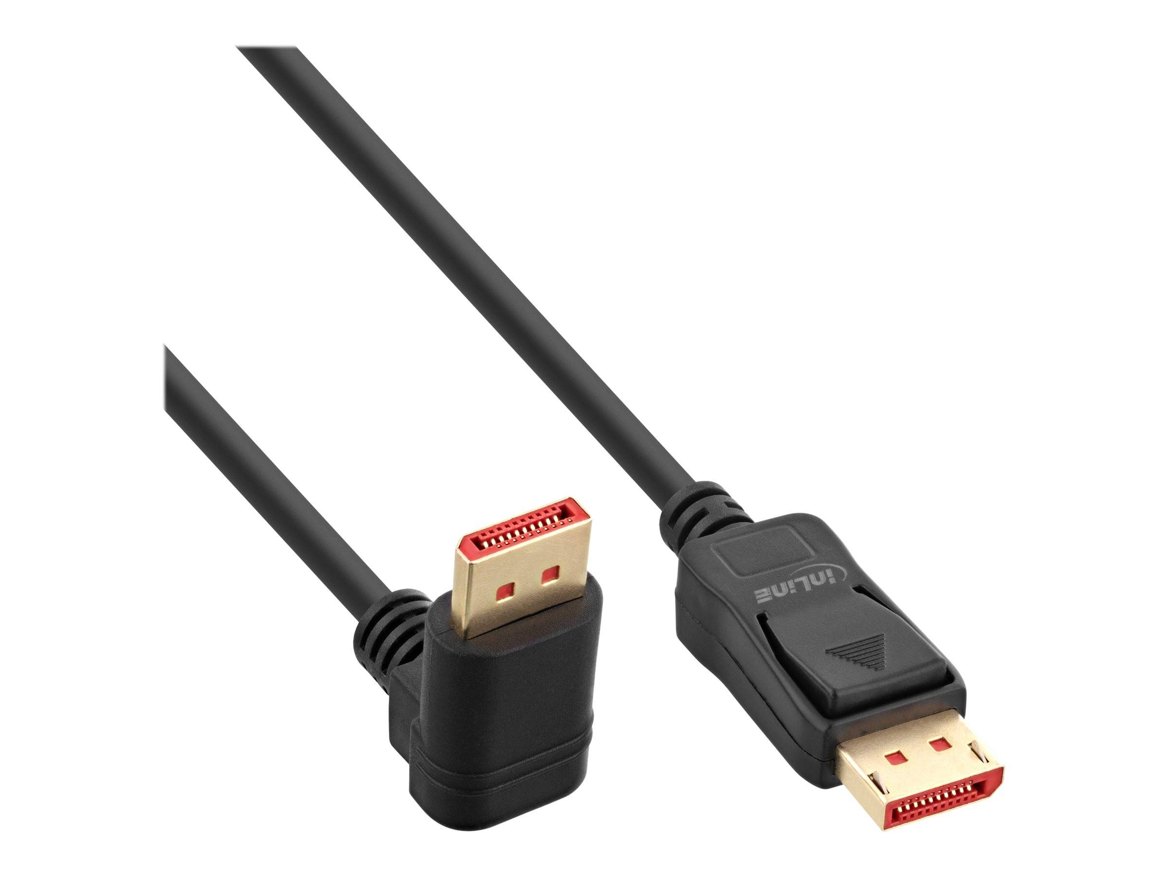 INLINE - DisplayPort 1.4 Kabel - 8K4K - nach unten gewinkelt - schwarz/gold - 2m