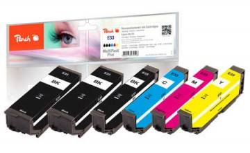 Peach Multi Pack Plus - 6er-Pack - Schwarz, Gelb, Cyan, Magenta - kompatibel - Tintenpatrone (Alternative zu: Epson 33)