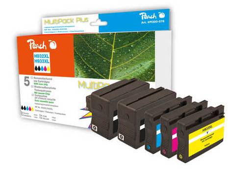 Peach Combi-Pack PLUS H932XL/H933XL - 5er-Pack - XL - Schwarz, Gelb, Cyan, Magenta - kompatibel - wiederaufbereitet - Tintenpatrone (Alternative