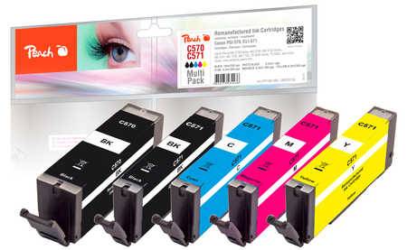 Peach Multi Pack - 5er-Pack - S - Schwarz, Gelb, Cyan, Magenta, Photo schwarz - kompatibel - wiederaufbereitet - Tintenpatrone (Alternative zu: