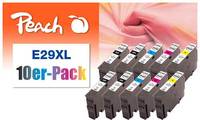Peach-Marke E29XL 10er-Pack Tintenpatronen neben der Produktverpackung abgebildet.
