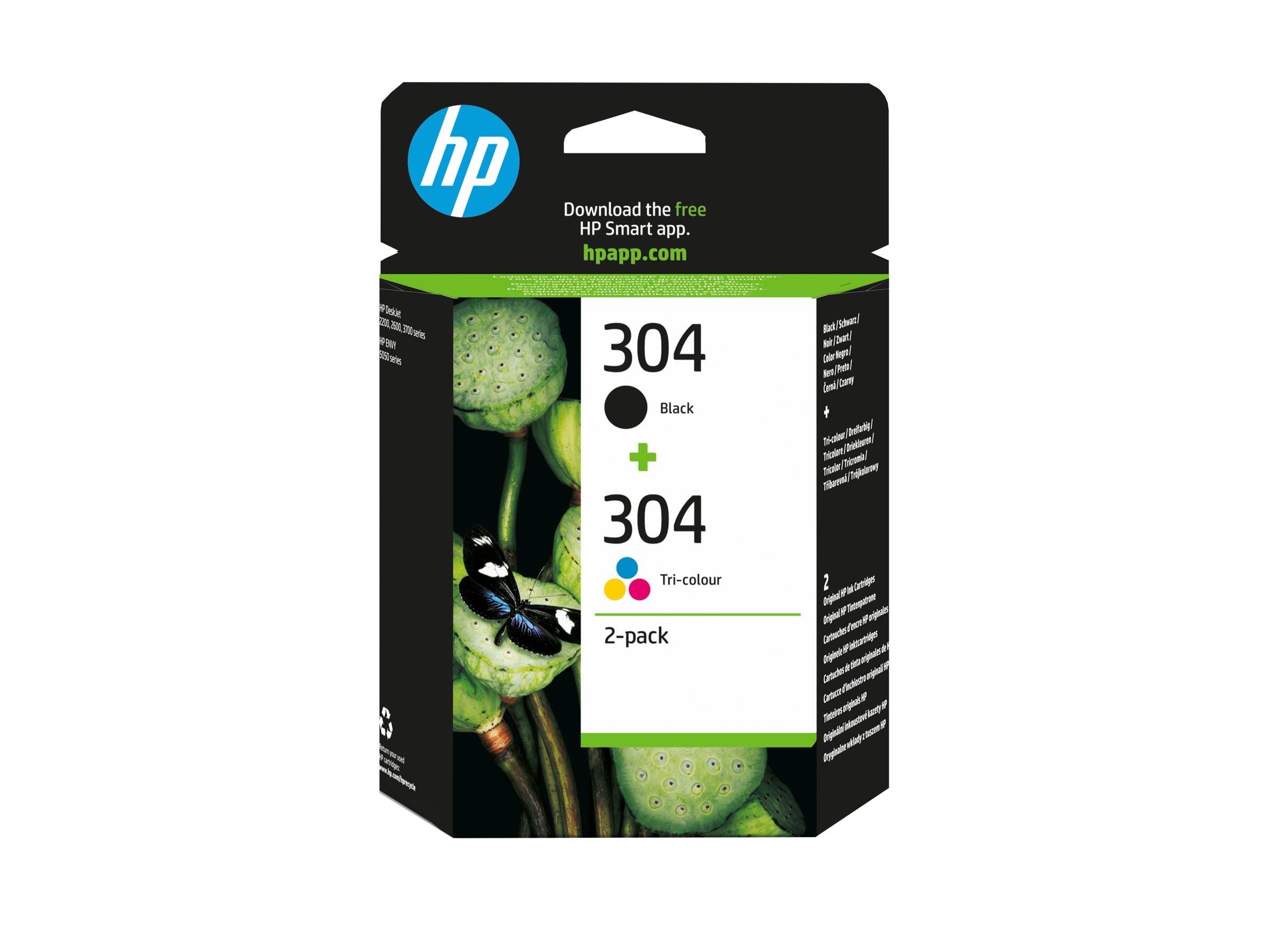 HP 304 - 2er-Pack - pigmentiertes Schwarz, Farbe (Cyan, Magenta, Gelb)