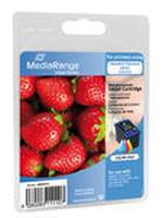 Ein Paket MegaRipe-Erdbeeren mit transparentem Kunststoffgriff, das rote Erdbeeren auf der Vorderseite und Produktinformationen mit einem Barcode zeigt.