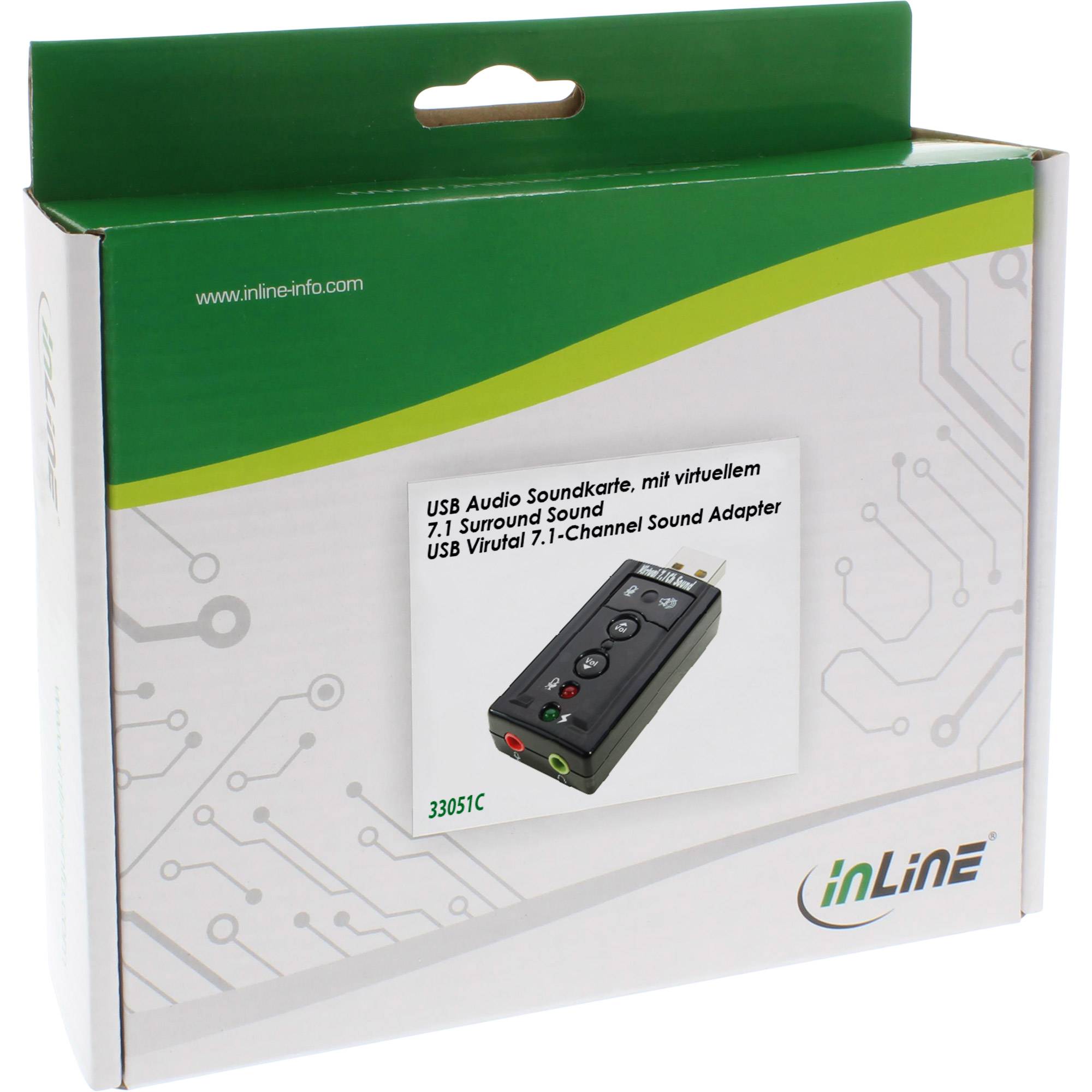 INLINE - USB Audio Soundkarte - mit virtuellem 7.1 Surround Sound