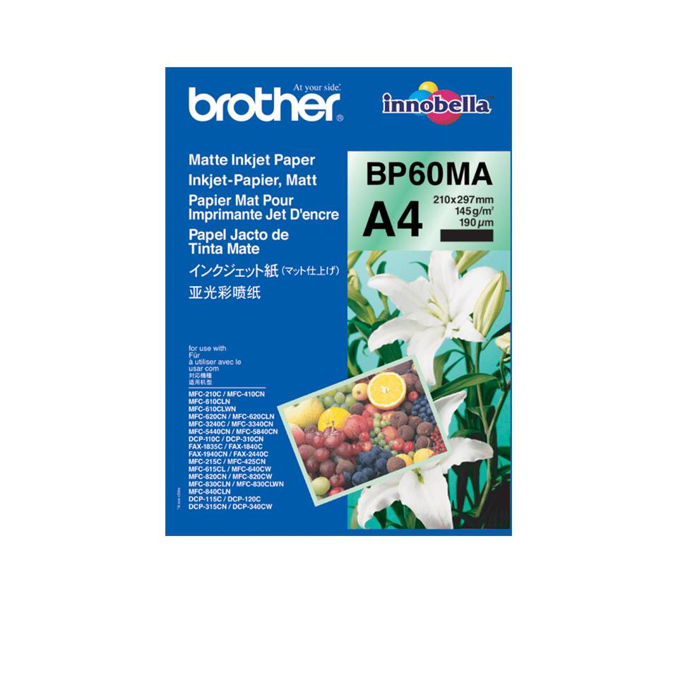 Brother Innobella matter Tintenstrahldrucker-Papier Paket, BP60MA A4, 210 x 297 mm, 165 g/m², 190 Blatt, mit Blumen- und Obstdruckmustern.