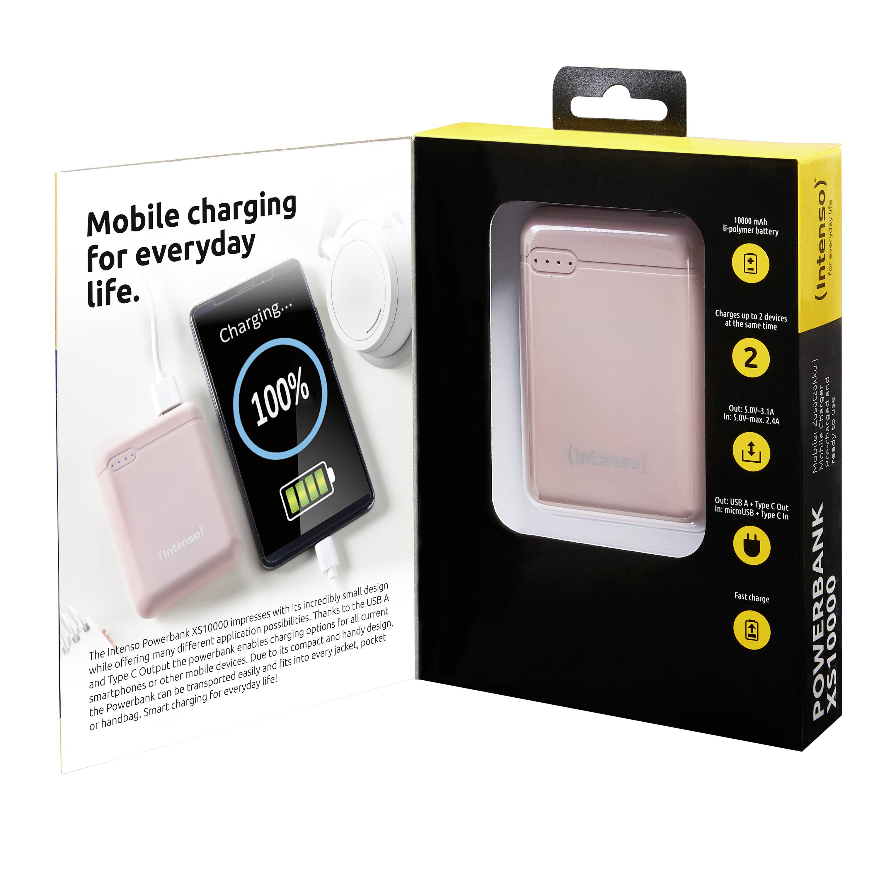 Intenso XS10000 - Powerbank - 10000 mAh - 3.1 A - 2 Ausgabeanschlussstellen (USB, 24 pin USB-C)
