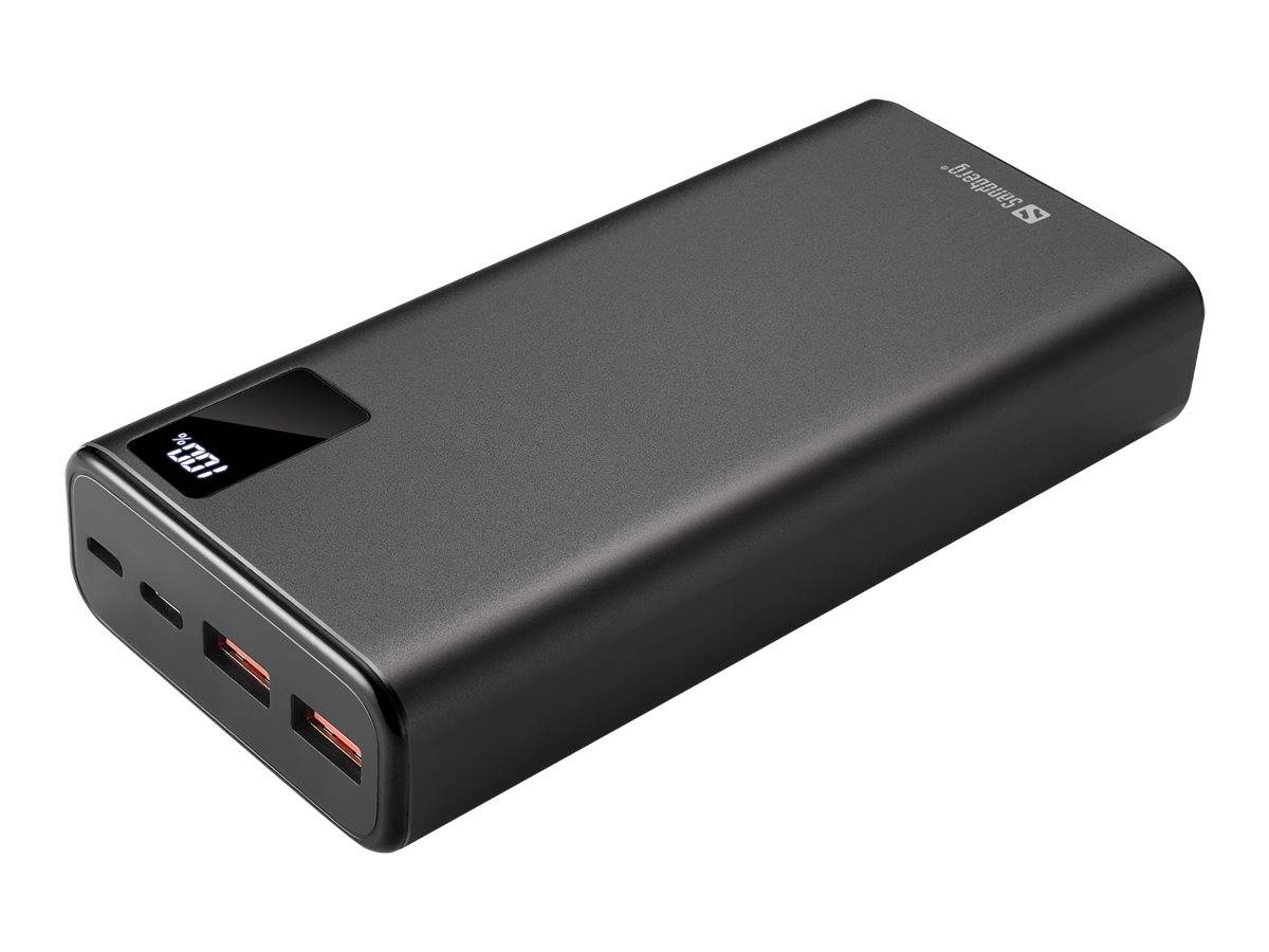 Sandberg - Powerbank - 20000 mAh - 74 Wh - 20 Watt - 3 A - PD, QC 3.0 - 3 Ausgabeanschlussstellen (2 x USB, USB-C)