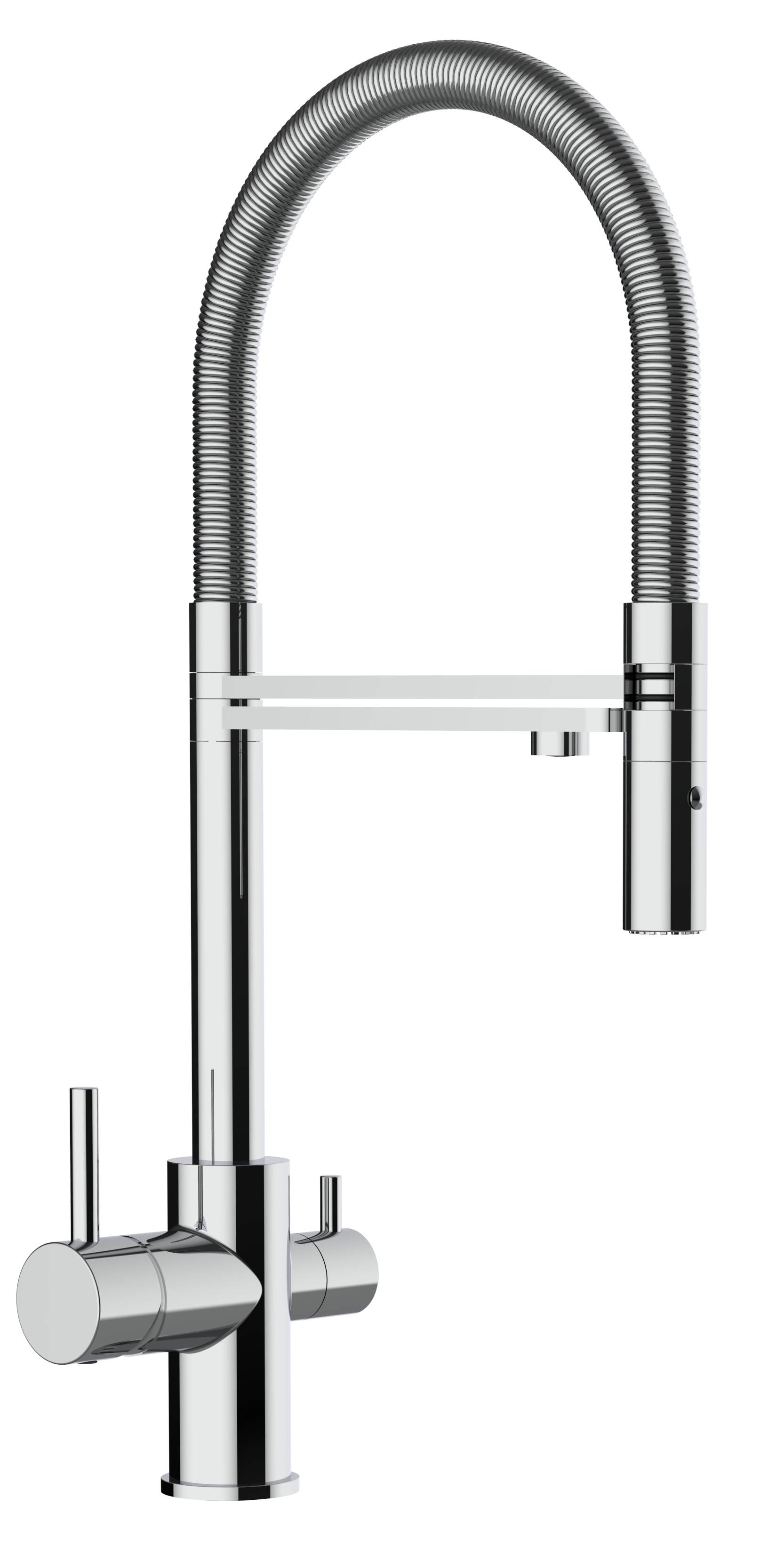 NIEDERDRUCK 3-Wege Wasserhahn Küche Spültischarmatur chrom Küchenarmatur mit 360° schwenkbarem Auslauf und abnehmbare 2 strahl Handbrause