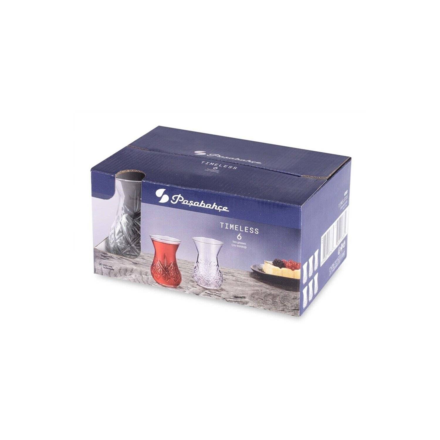 Pasabahce 42881 Timeless 6 türkische Teegläser 6-teiliges Set Gläserset Teetasse transparent