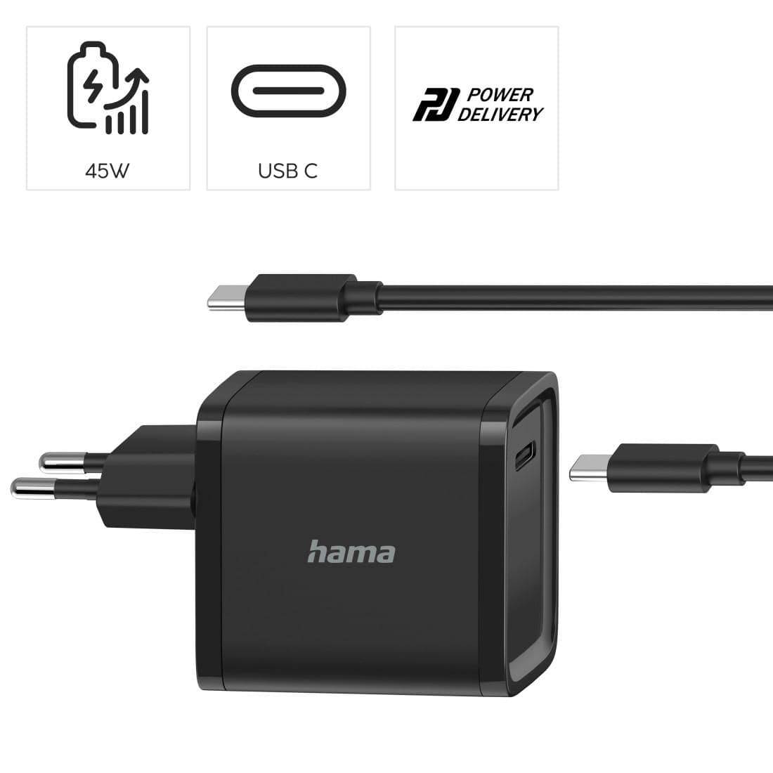 HAMA Notebook-Netzteil 200005 45W USB-C PD
