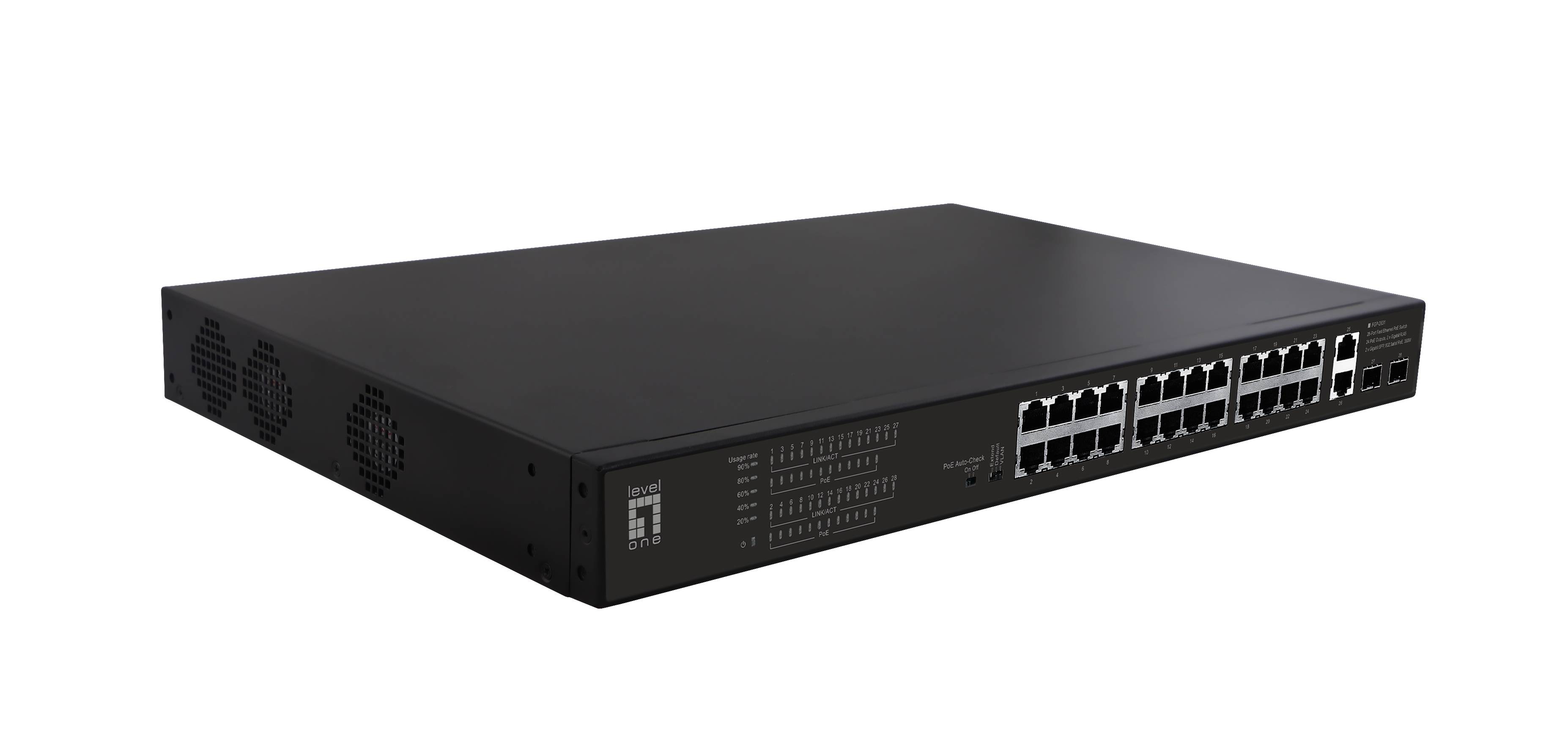 LevelOne FGP-2831 - Unmanaged - Fast Ethernet (10/100) - Power over Ethernet (PoE) - Rack-Einbau - 1U