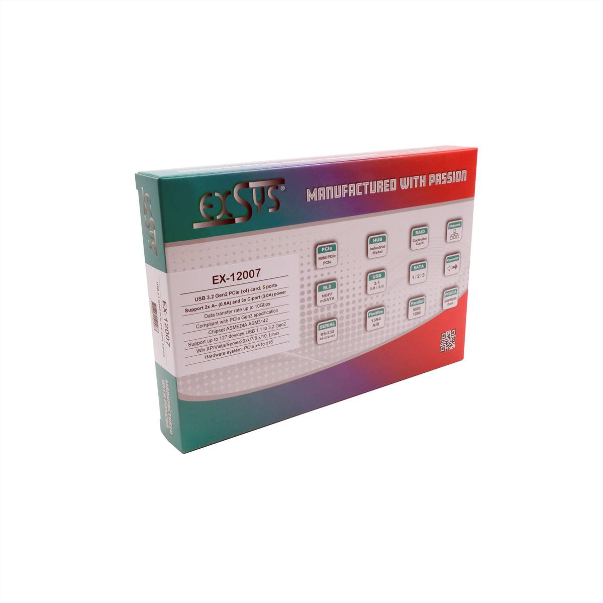 EXSYS EX-12007 5 Port USB 3.2 Gen2 PCIe Karte 2x USB-A und 3x USB-C