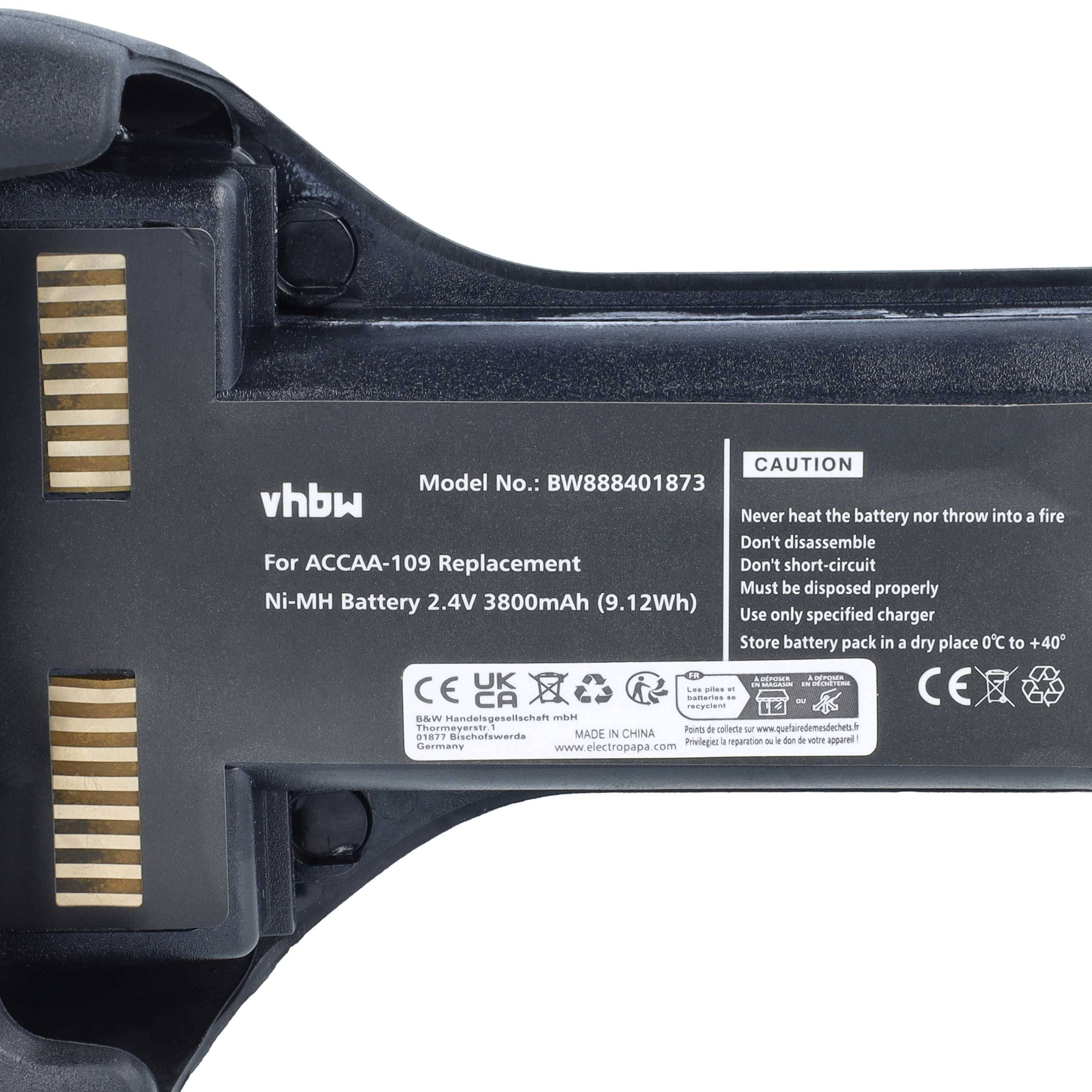 vhbw Akku kompatibel mit TDS Recon 400, 200X, 200, 400X | Messgerät, 3800 mAh, 2,4 V, NiMH