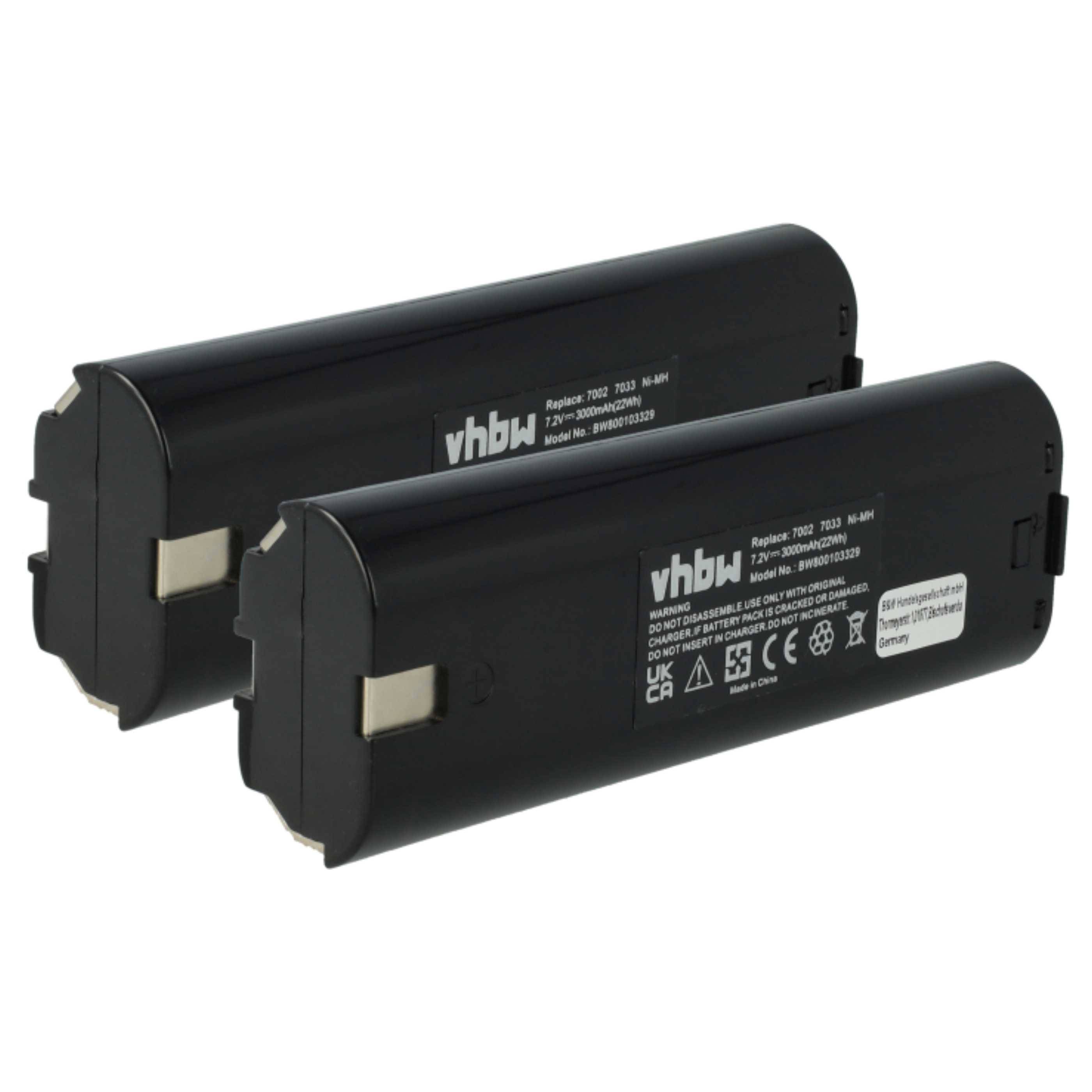vhbw 2x Akku kompatibel mit Uniropa KT-250 BP-72 Werkzeug (3000 mAh, NiMH, 7,2 V)