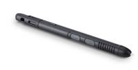 Schwarzer digitaler Stift mit Seitentasten und einer spitzen Spitze, gezeigt auf weißem Hintergrund.
