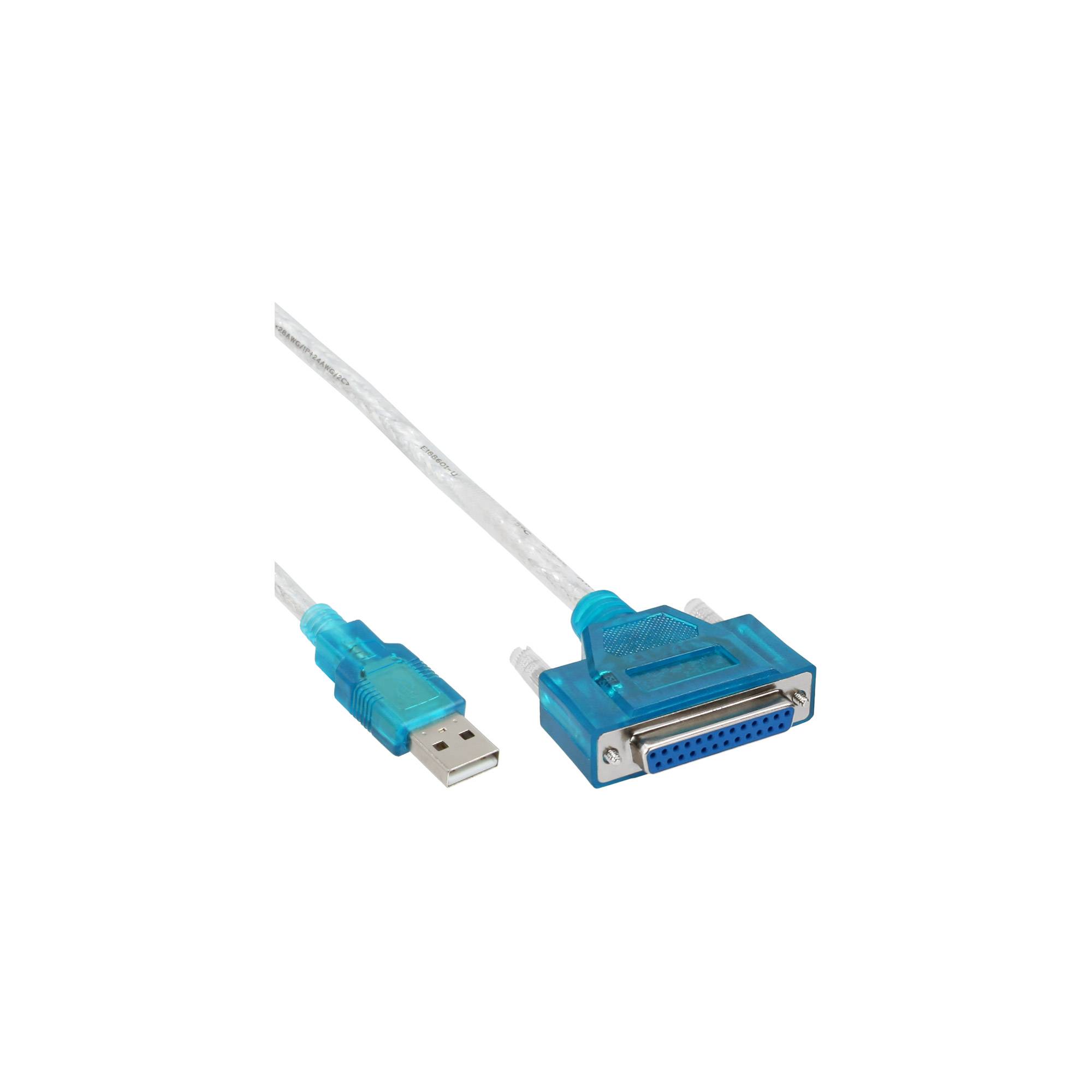 INLINE - USB zu 25pol parallel - Drucker-Adapterkabel - 1,8m
