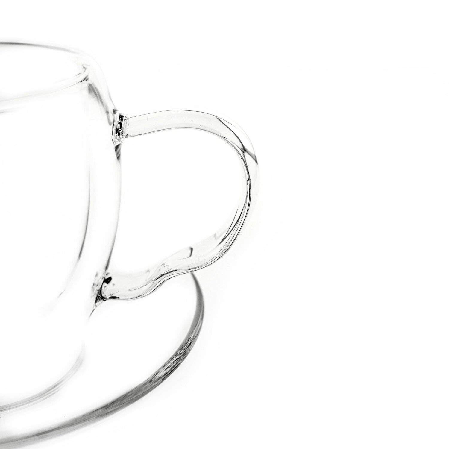 Trendmax 2x Teegläser Doppelwand Thermoglas mit Henkel & Unterteller 250ml, Heat-Resistant ideal für Tee, Kaffee, Kakao