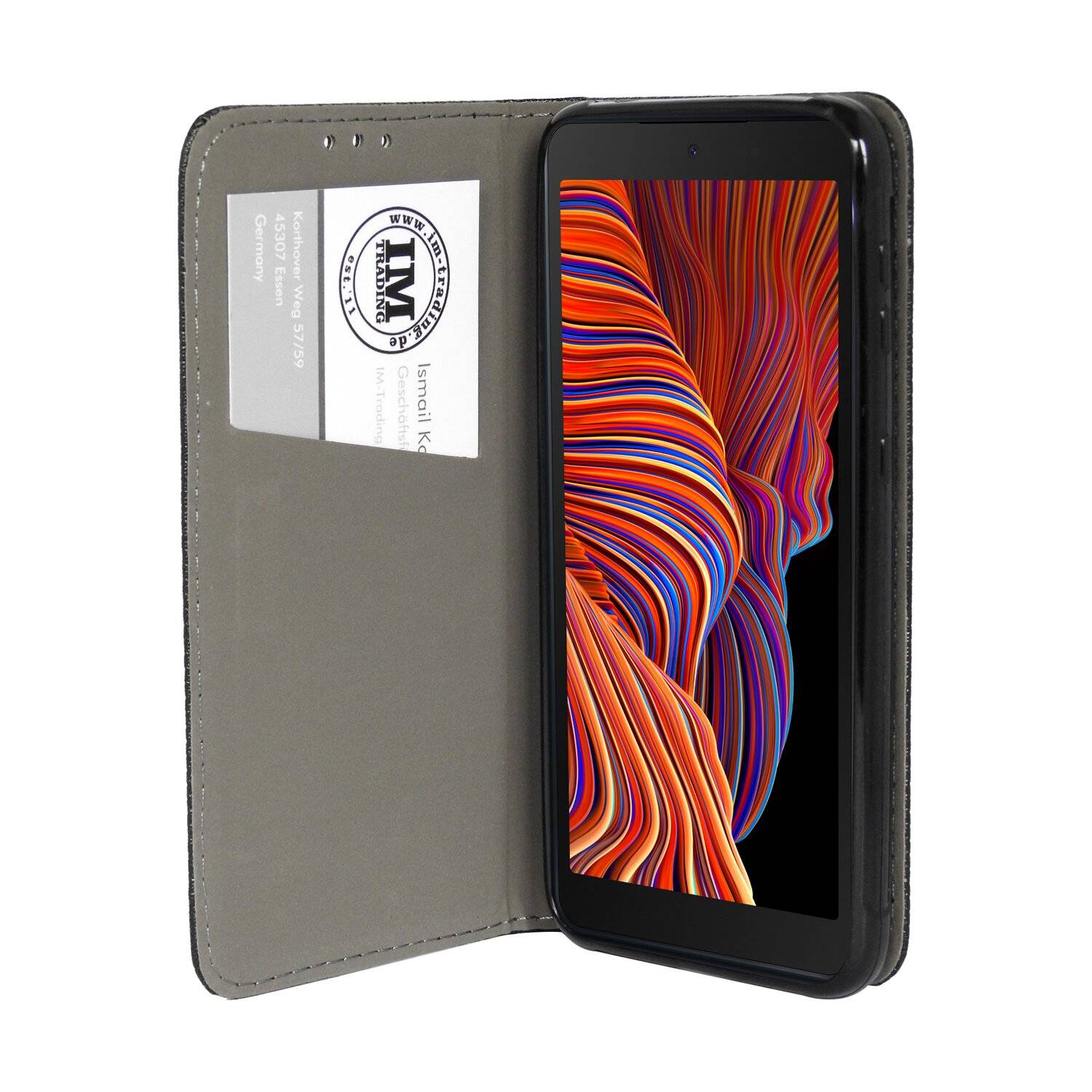 Buch Tasche "Smart" für SAMSUNG GALAXY XCOVER 5 EE (Enterprise Edition) mit Standfunktion, Kartenfach Schwarz