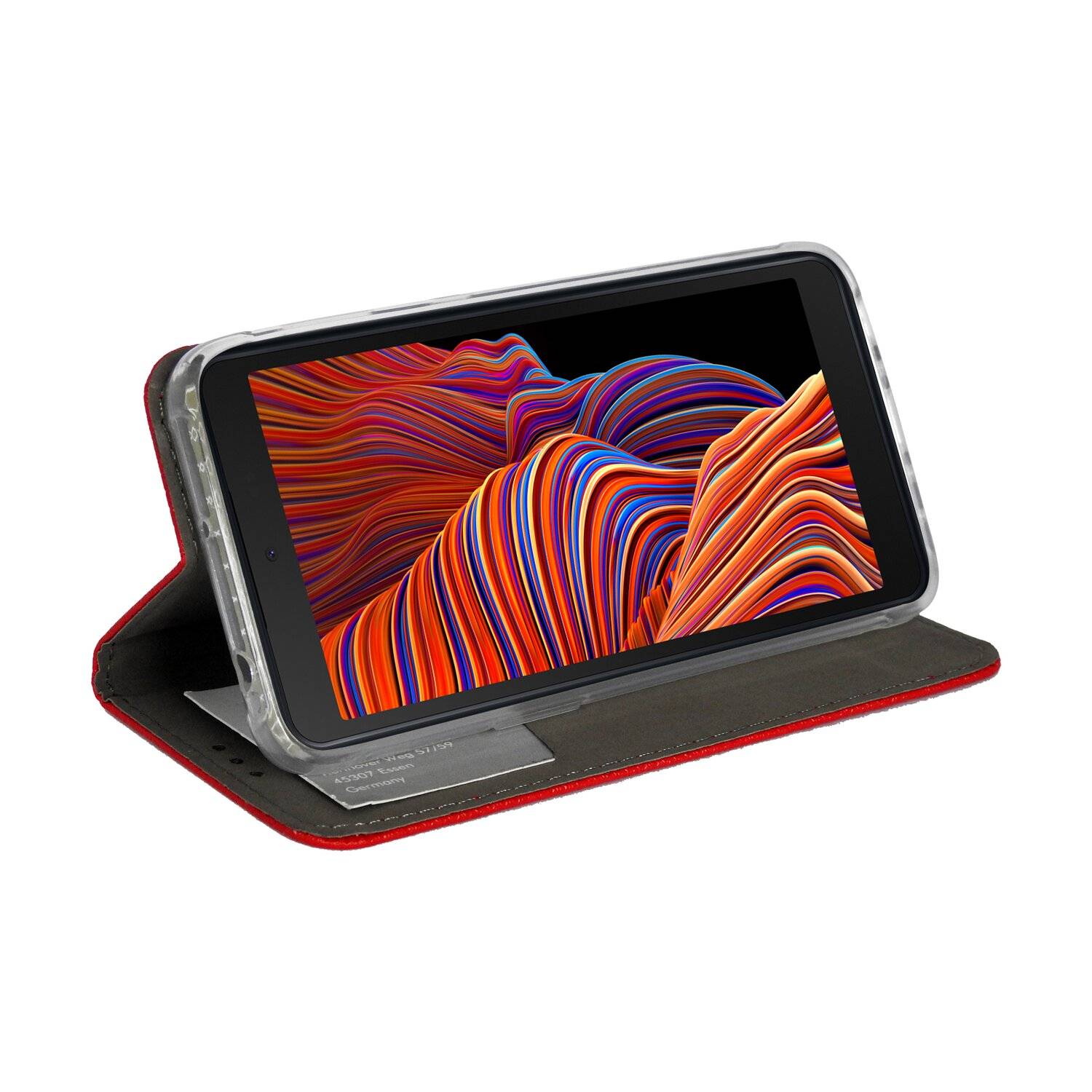 Buch Tasche "Smart" für SAMSUNG GALAXY XCOVER 5 EE (Enterprise Edition) mit Standfunktion, Kartenfach Rot