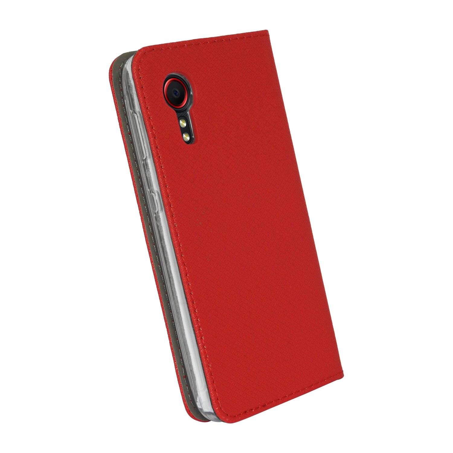 Buch Tasche "Smart" für SAMSUNG GALAXY XCOVER 5 EE (Enterprise Edition) mit Standfunktion, Kartenfach Rot