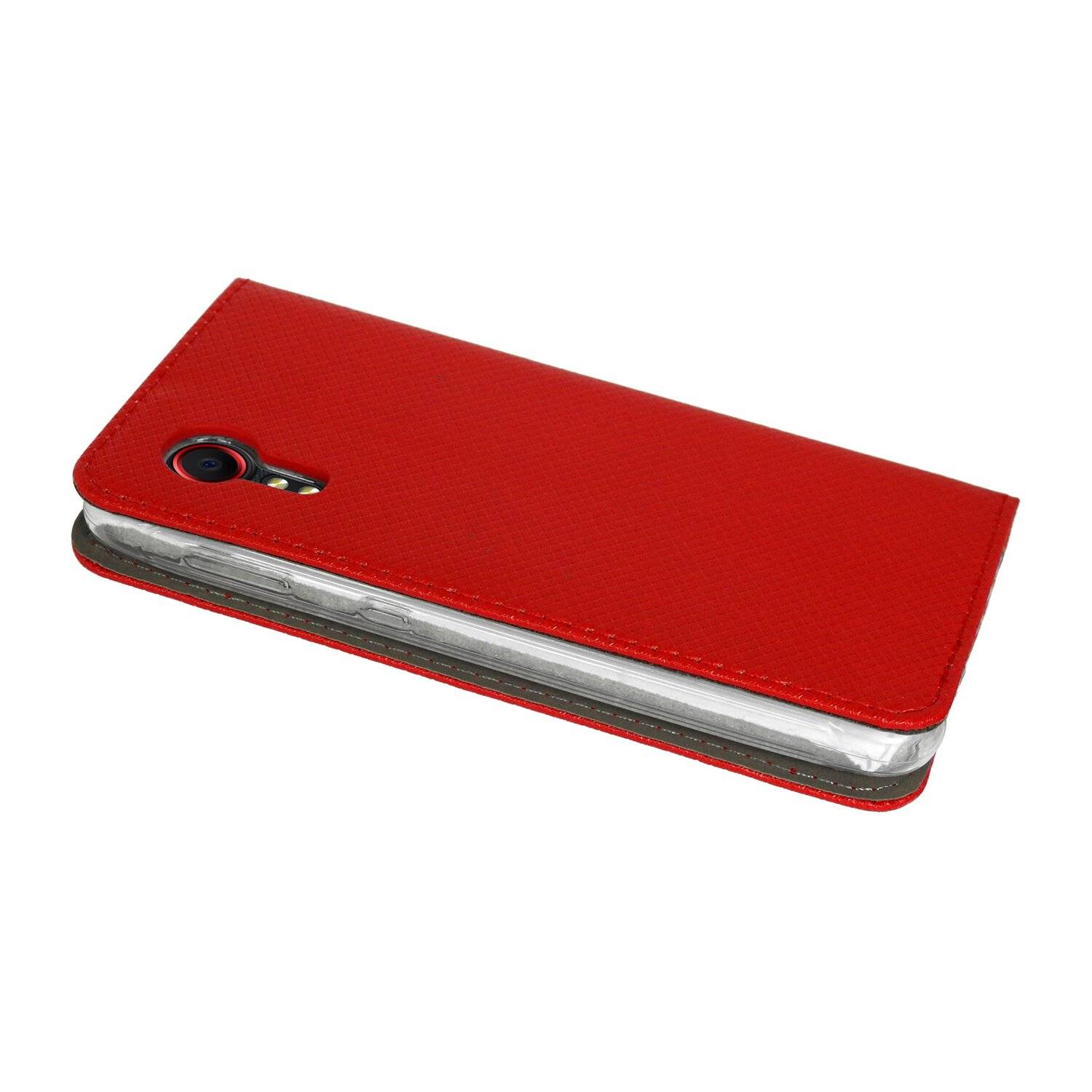 Buch Tasche "Smart" für SAMSUNG GALAXY XCOVER 5 EE (Enterprise Edition) mit Standfunktion, Kartenfach Rot