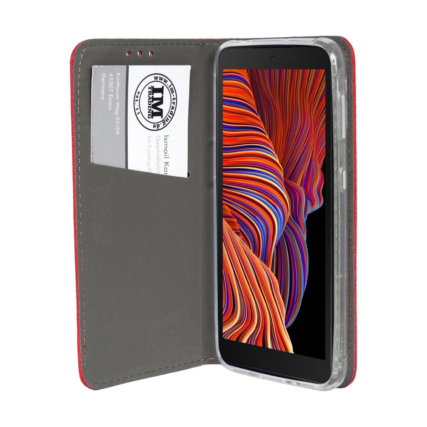 Buch Tasche "Smart" für SAMSUNG GALAXY XCOVER 5 EE (Enterprise Edition) mit Standfunktion, Kartenfach Rot