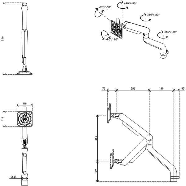 Monitorarm Viewprime plus 110 weiß