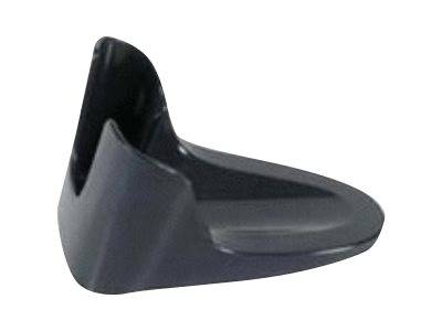 Schwarze Kunststoff-Fersenschuh-Einlage oder Schuhstütze auf weißem Hintergrund.