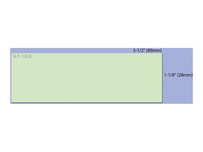 Maßstabgerechtes Diagramm eines rechteckigen Etiketts, Modell „SLP-1GLB