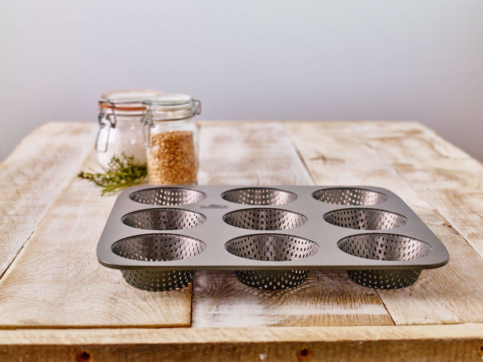 RBV Birkmann Baquette-Blech Laib und Seele 32x30x3cm, Muffin-Backform, Quadratisch, Schwarz