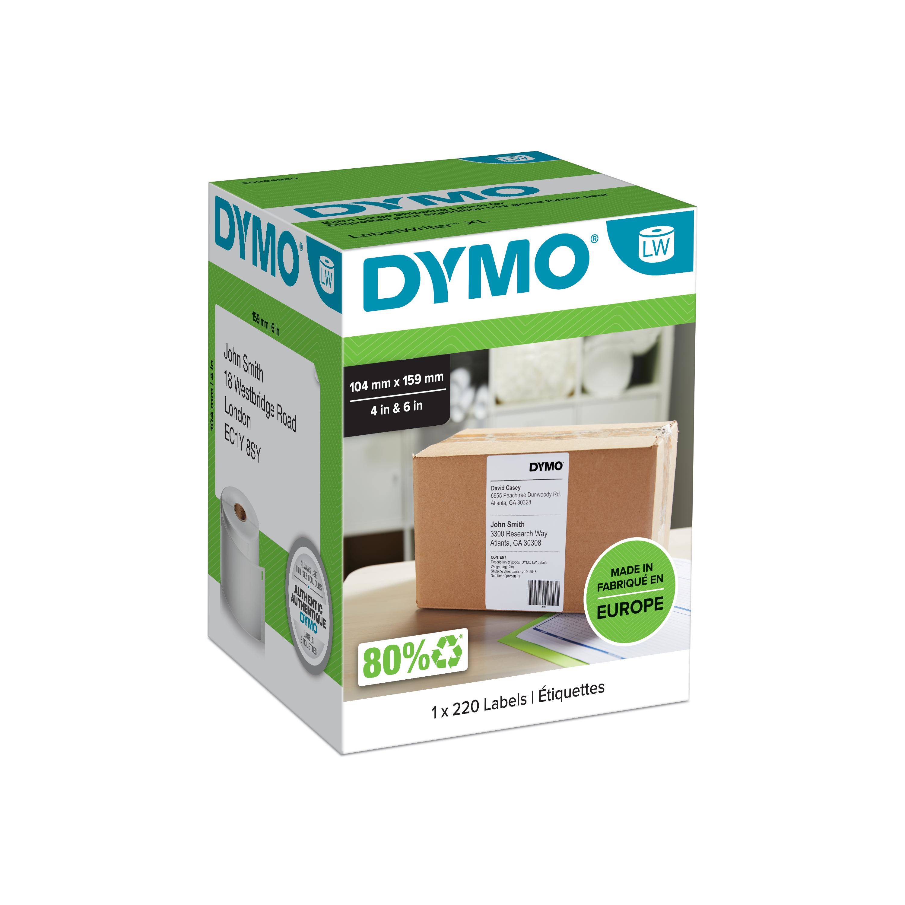 DYMO LabelWriter Extra Large Shipping Labels - 104 x 159 mm 220 Etikett(en) (1 Rolle(n)