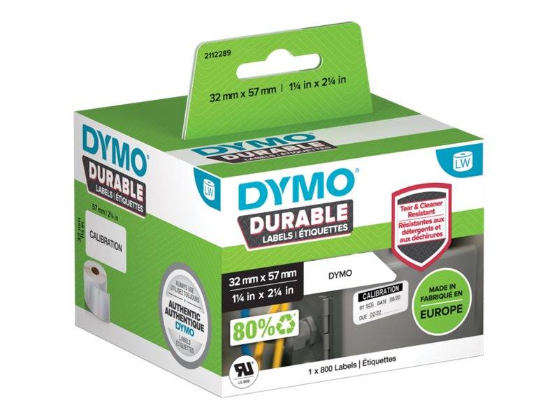 DYMO - Polypropylen (PP) - stark klebend - Schwarz auf Weiß - 32 x 57 mm 800 Etikett(en) (1 Rolle(n)