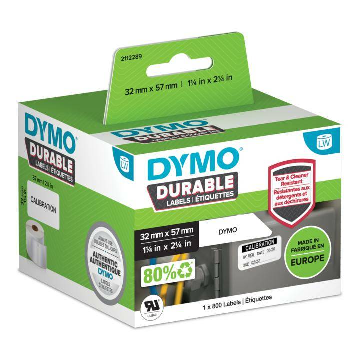 DYMO - Polypropylen (PP) - stark klebend - Schwarz auf Weiß - 32 x 57 mm 800 Etikett(en) (1 Rolle(n)