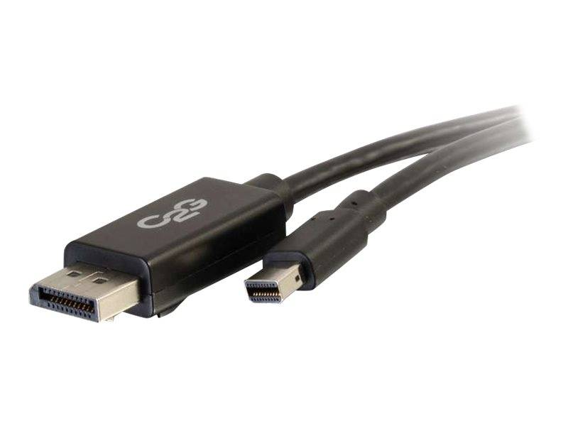 USB-C auf DisplayPort Kabel mit auf weißem Hintergrund gezeigten Steckverbindern.
