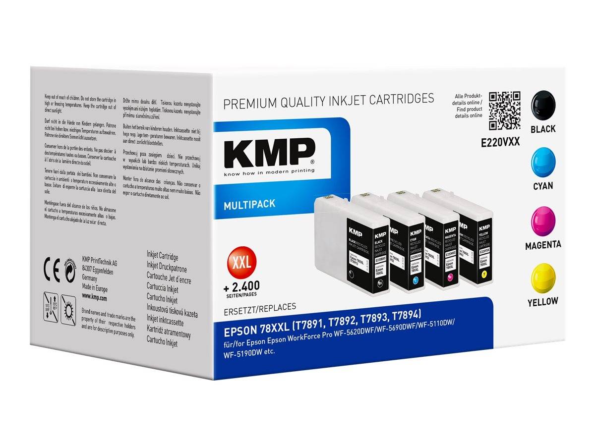 KMP MULTIPACK E220VXX - 4er-Pack - Hohe Ergiebigkeit - Schwarz, Gelb, Cyan, Magenta - kompatibel - Tintenpatrone (Alternative zu: Epson T7891