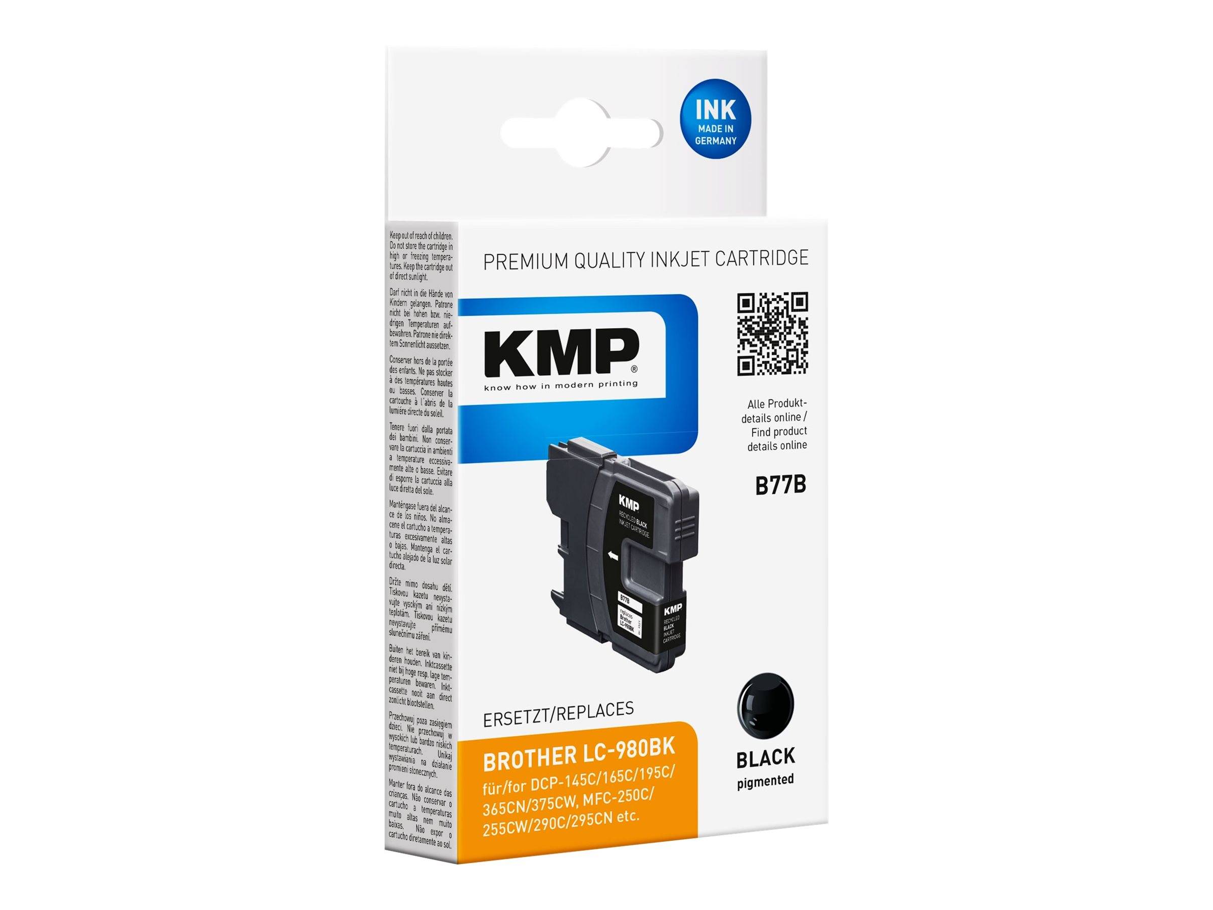 KMP B77B - 9.1 ml - Schwarz - kompatibel - Tintenpatrone (Alternative zu: Brother LC980BK)