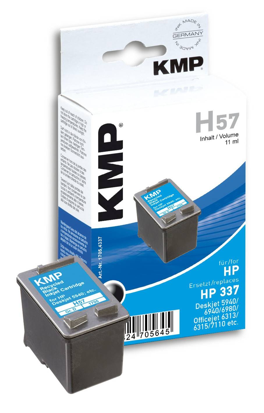 KMP H57 - 11 ml - Schwarz - kompatibel - Tintenpatrone (Alternative zu: HP 337, HP C9364EE)