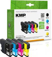 KMP Premium-Qualität Tintenstrahlpatronen-Pack mit vier mehrfarbigen Druckerpatronen in Schwarz, Cyan, Magenta und Gelb.