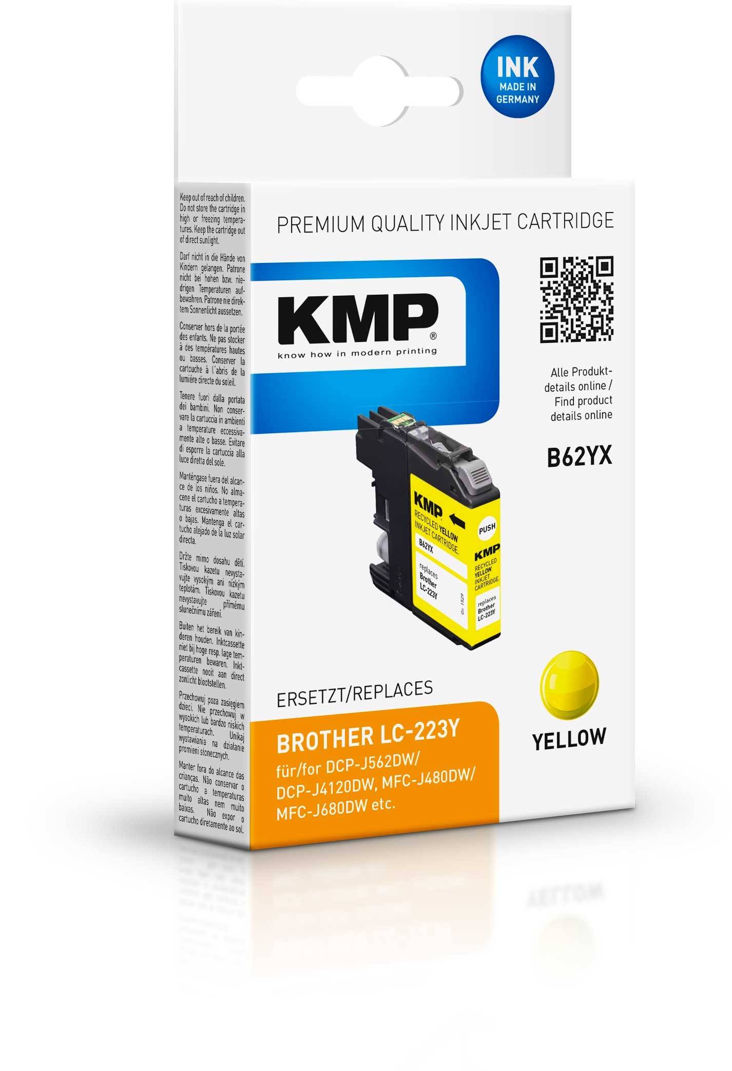 KMP B62YX - 5.9 ml - Gelb - kompatibel - Tintenpatrone (Alternative zu: Brother LC-223Y)