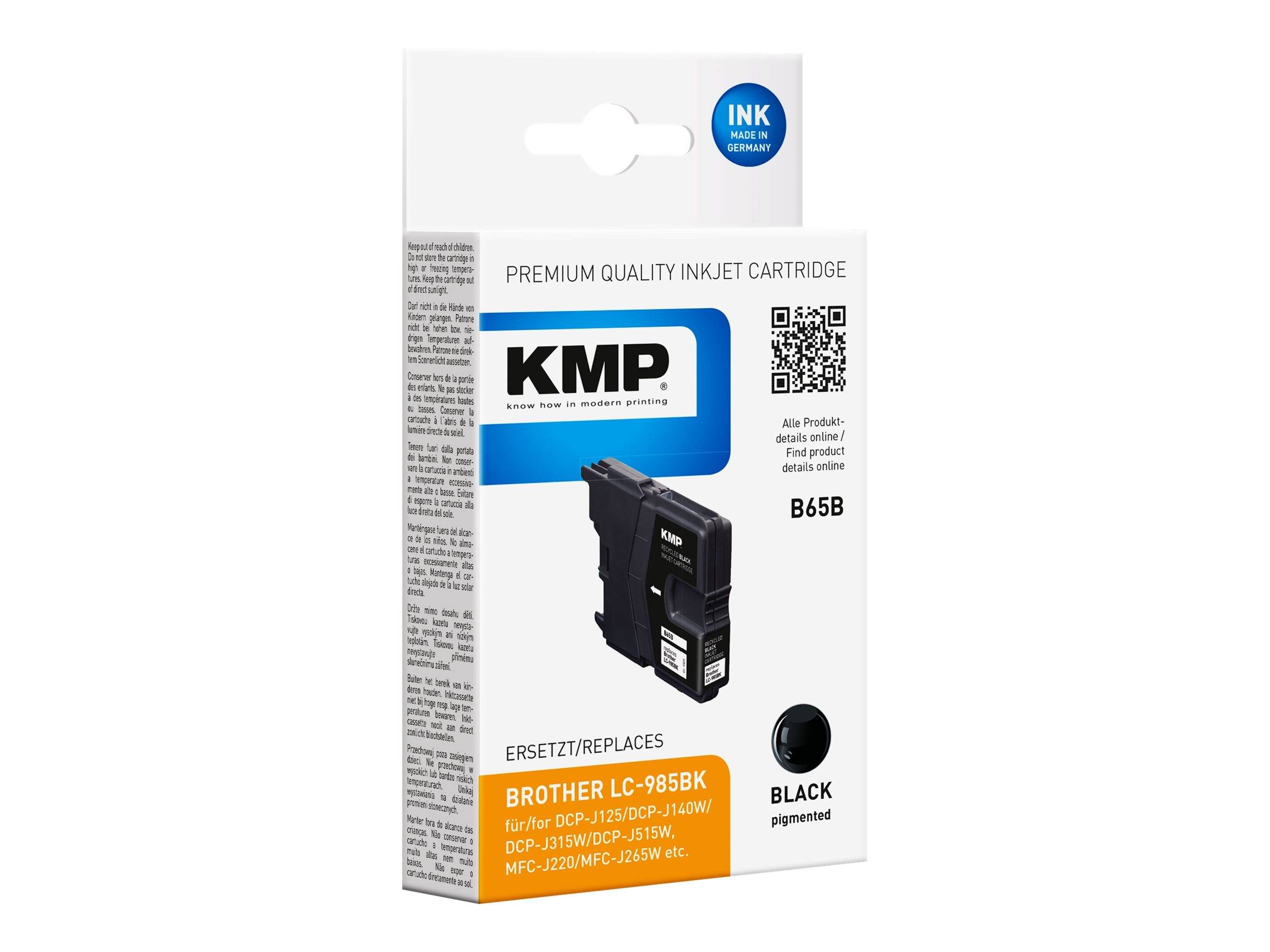 KMP B65B - 6.2 ml - Schwarz - kompatibel - wiederaufbereitet - Tintenpatrone (Alternative zu: Brother LC985BK)