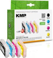 KMP Premium-Qualität Tintenpatronen-Set mit vier Patronen: Schwarz, Cyan, Magenta und Gelb für Brother LC-171/175/179 Serie.