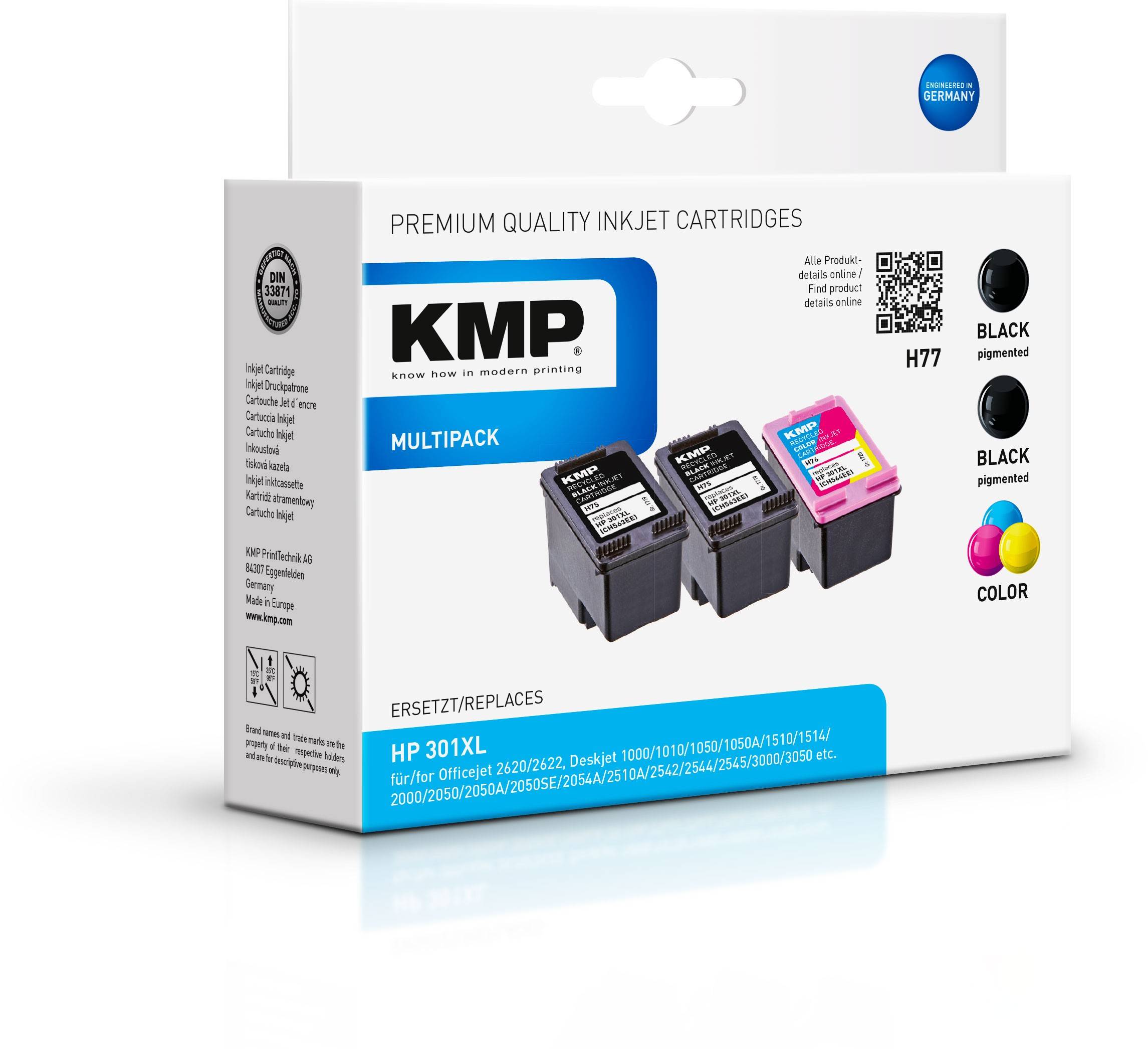 KMP MULTIPACK H77 - 3er-Pack - Schwarz, Farbe (Cyan, Magenta, Gelb)