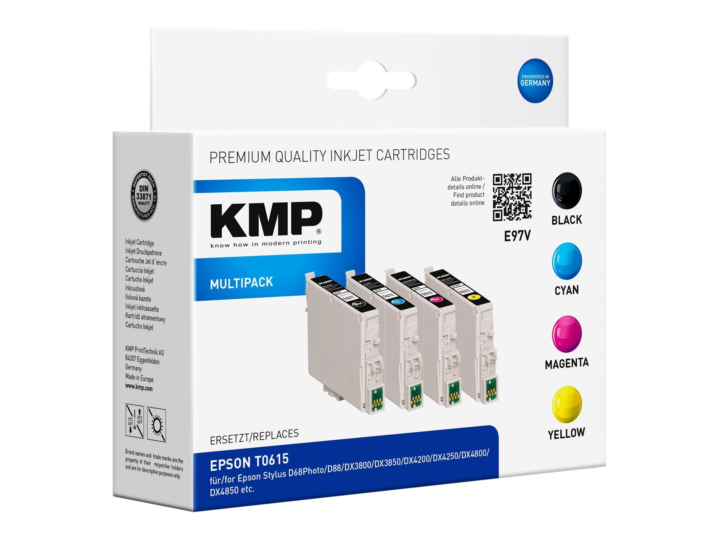 KMP MULTIPACK E97V - 4er-Pack - Schwarz, Gelb, Cyan, Magenta - kompatibel - Tintenpatrone (Alternative zu: Epson T0611, Epson T0612, Epson T0613
