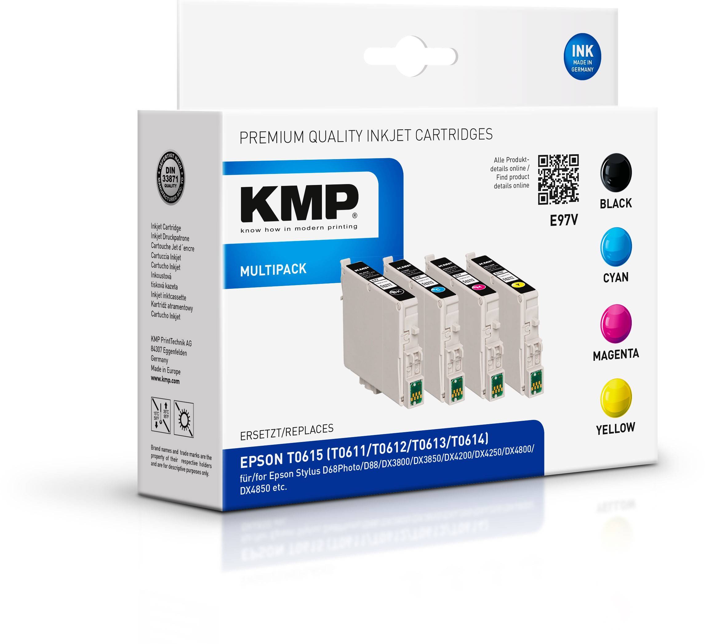 KMP MULTIPACK E97V - 4er-Pack - Schwarz, Gelb, Cyan, Magenta - kompatibel - Tintenpatrone (Alternative zu: Epson T0611, Epson T0612, Epson T0613