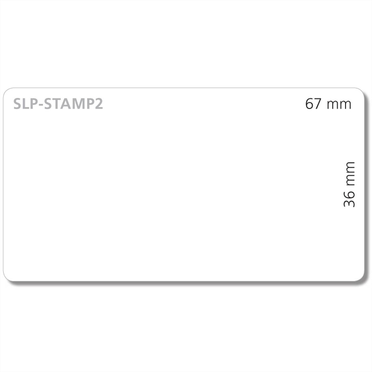 Leere weiße rechteckige Etikettenvorlage mit der Bezeichnung „SLP-STAMP2
